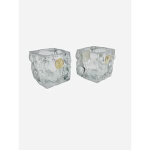 KIG Indonesia glass Votive Candle Holder Set Heavy Crystal Clear Glass